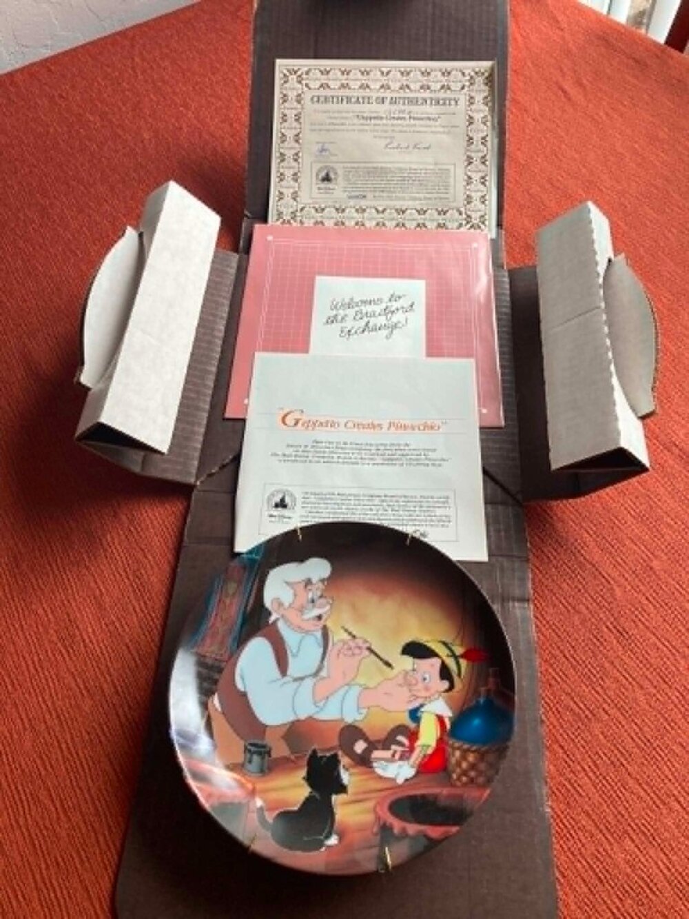 Brand New Edwin M Knowles "Geppetto Creates Pinocchio" Collector's Plate w/COA - Picture 2 of 6